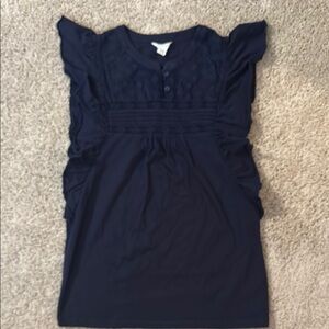 Caslon Blue Sleeveless Ruffled Blouse